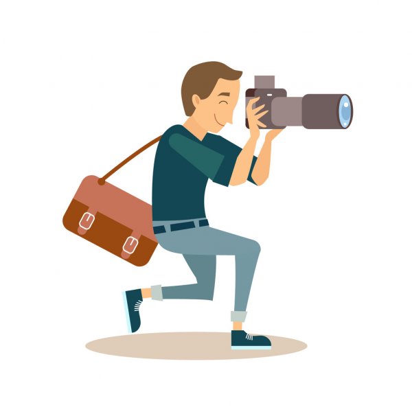 depositphotos 87580466 stock illustration working photographer in flat style